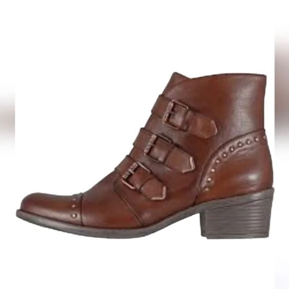 Bussola Antwerer Rust Strappy Buckle Trim Booties Sz 37/Us 6.5